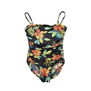 MiracleSuit Womens Sz 16 Floral Print Ruched One Piece Swimsuit Built in Bra